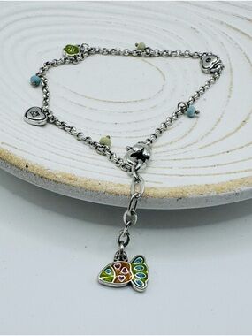 Brighton Multicolor Enamel Fish & Heart Charm Bracelet
